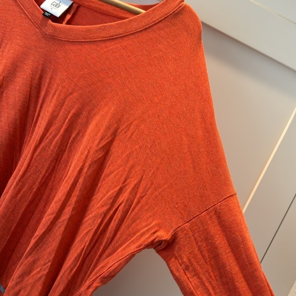Cabi Shirt Women’s Orange With Gray Stripes Small S Long Sleeve Hang Out  Top - Picture 5 of 9